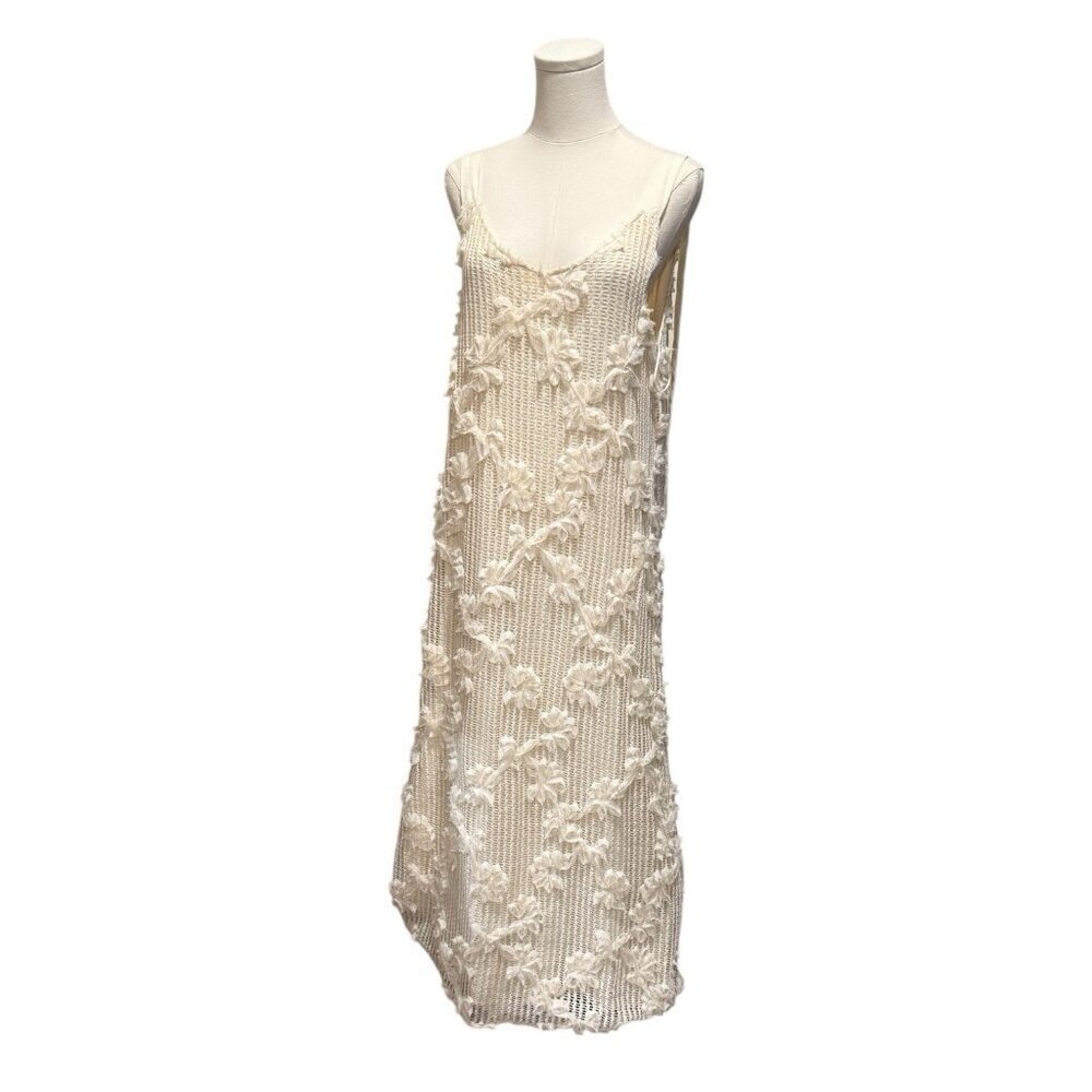 NWT En Saison Reese Floral Appliqué Crochet Ivory Maxi Dress Womens Large - Picture 5 of 14